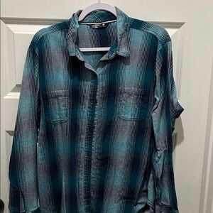 Lee Blue Plaid Casual Button Down Shirt nwot